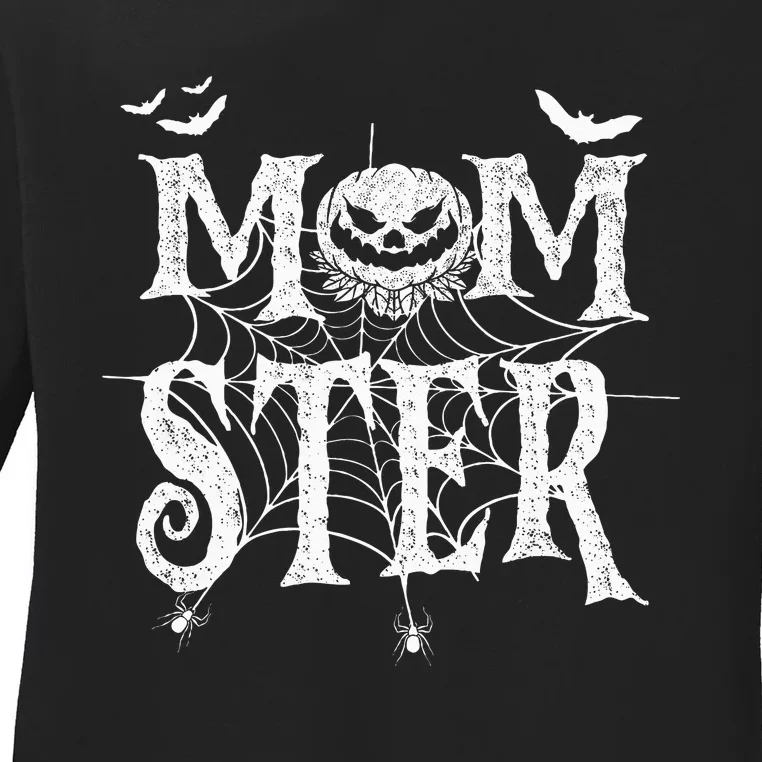 Momster Funy Halloween For Mom Monster Pumpkin Mommy Ladies Long Sleeve Shirt