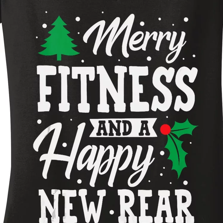 Merry Fitness Happy New Rear Workout Christmas Tank Top Women's V-Neck T-Shirt