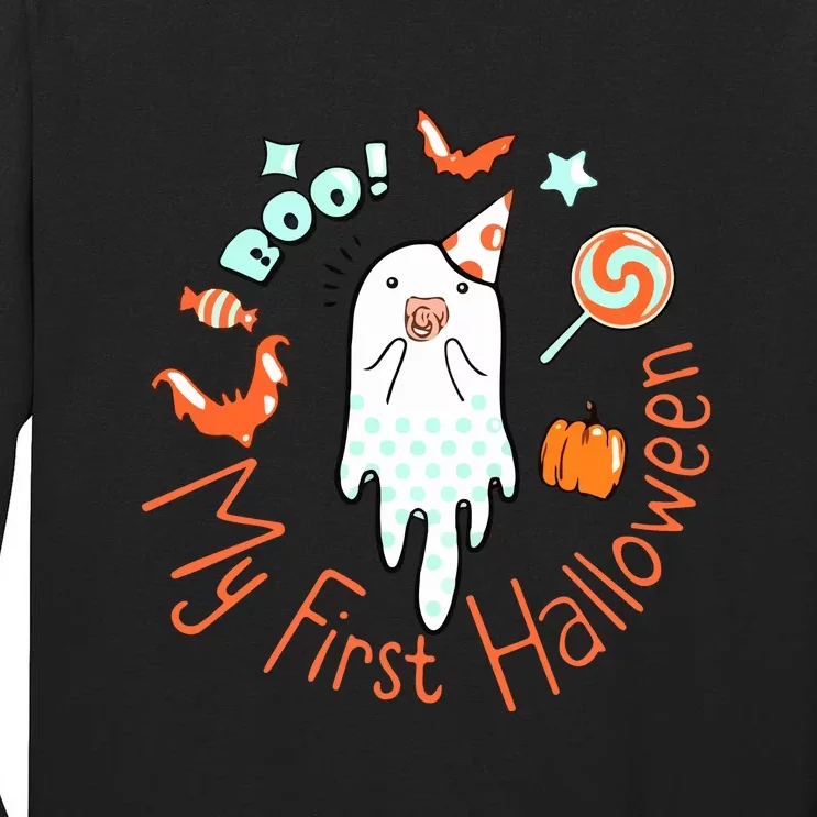 My First Halloween Cute Ghost Boho Baby Gift Tall Long Sleeve T-Shirt