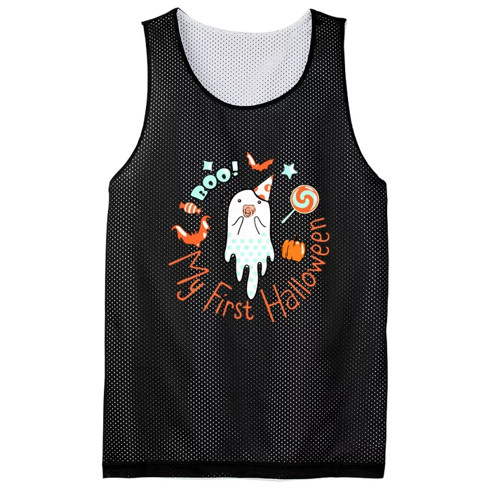 My First Halloween Cute Ghost Boho Baby Gift Mesh Reversible Basketball Jersey Tank