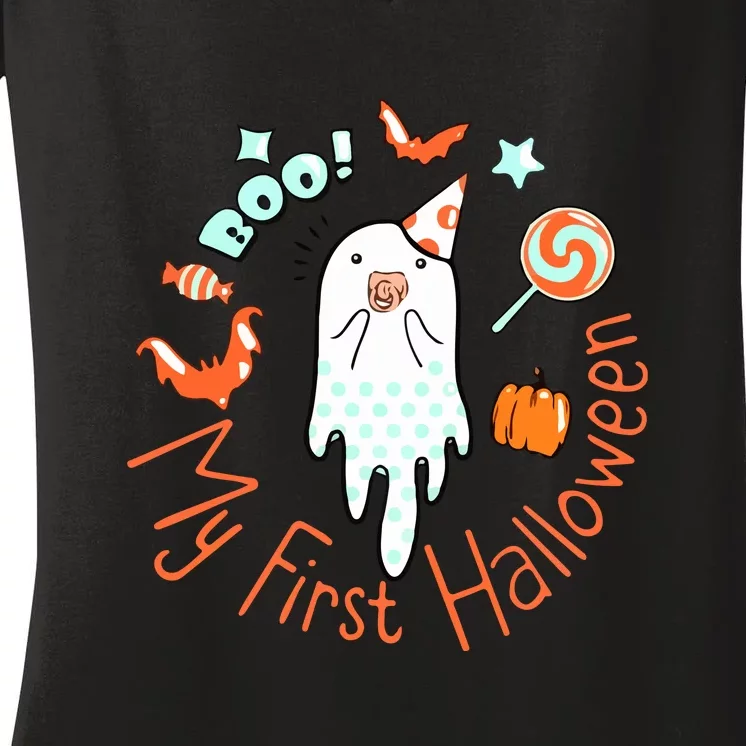 My First Halloween Cute Ghost Boho Baby Gift Women's V-Neck T-Shirt