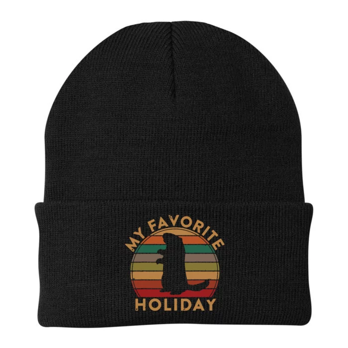 My Favorite Holiday Ground Hog Sunset Gift Groundhog Day Knit Cap Winter Beanie