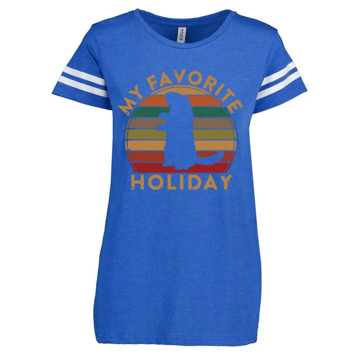 My Favorite Holiday Ground Hog Sunset Gift Groundhog Day Enza Ladies Jersey Football T-Shirt