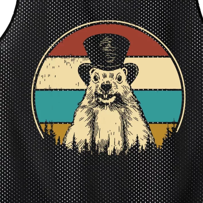 My Favorite Holiday Retro Groundhog Day Woodchuck Lover Mesh Reversible Basketball Jersey Tank