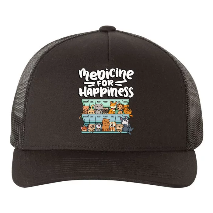 medicine for happiness pill box animals dog Yupoong Adult 5-Panel Trucker Hat