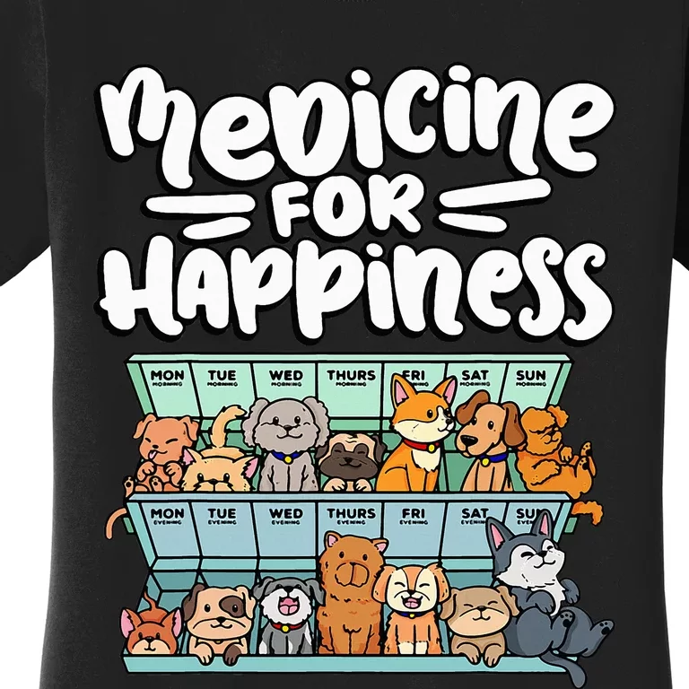 medicine for happiness pill box animals dog Women's T-Shirt