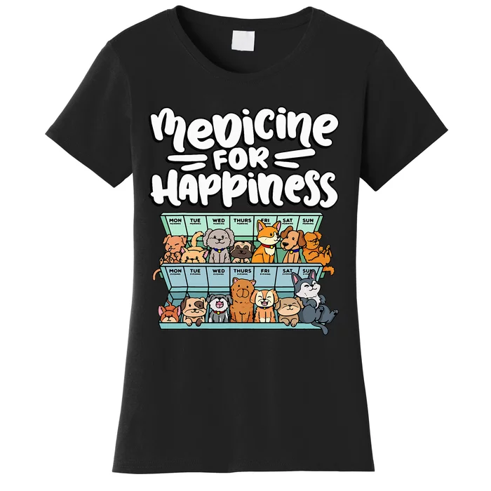 medicine for happiness pill box animals dog Women's T-Shirt