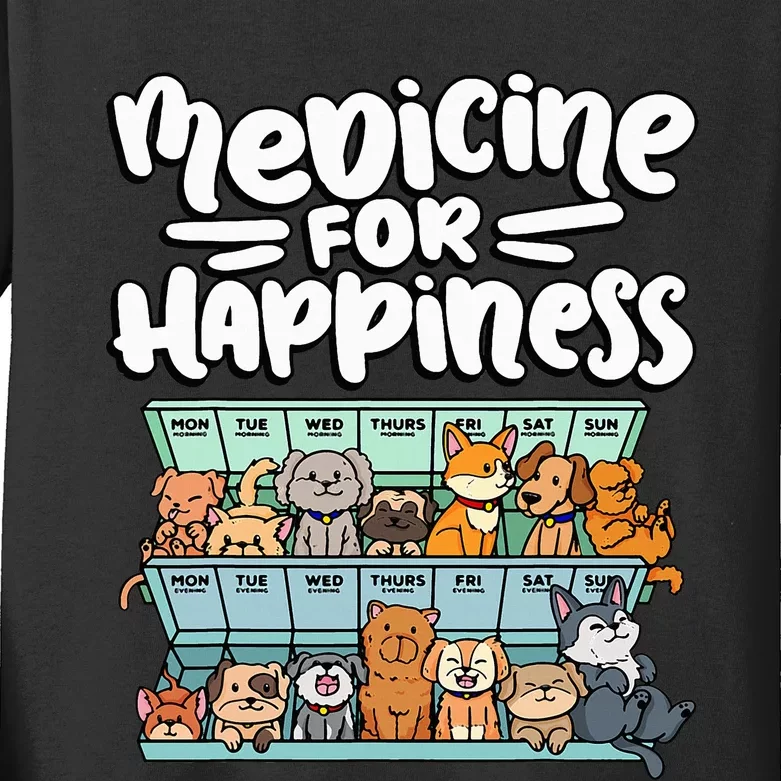 medicine for happiness pill box animals dog Kids Long Sleeve Shirt