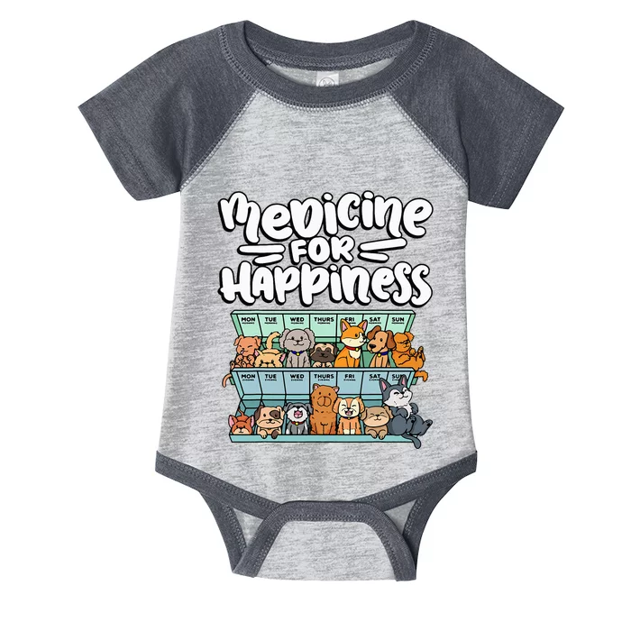 medicine for happiness pill box animals dog Infant Baby Jersey Bodysuit