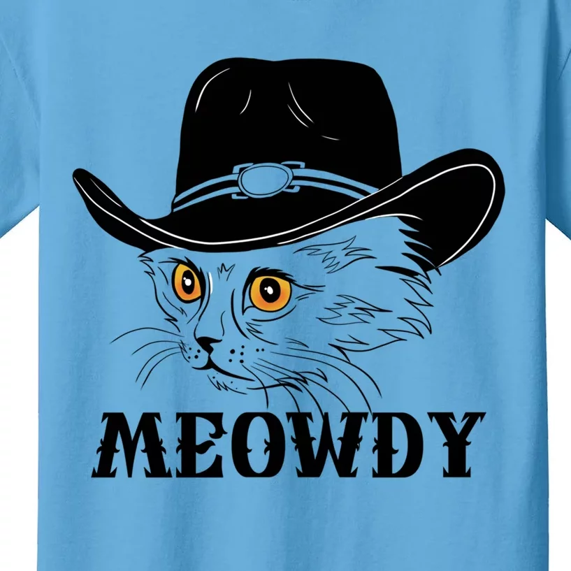 Meowdy Funny Howdy Cat Dad Joke Gift Kids T-Shirt