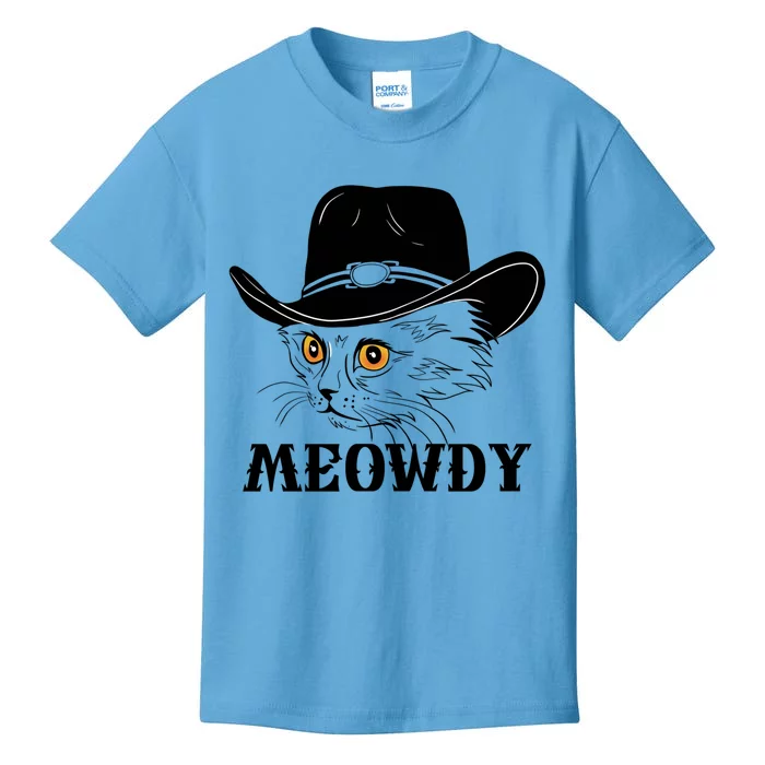 Meowdy Funny Howdy Cat Dad Joke Gift Kids T-Shirt