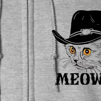 Meowdy Funny Howdy Cat Dad Joke Gift Full Zip Hoodie