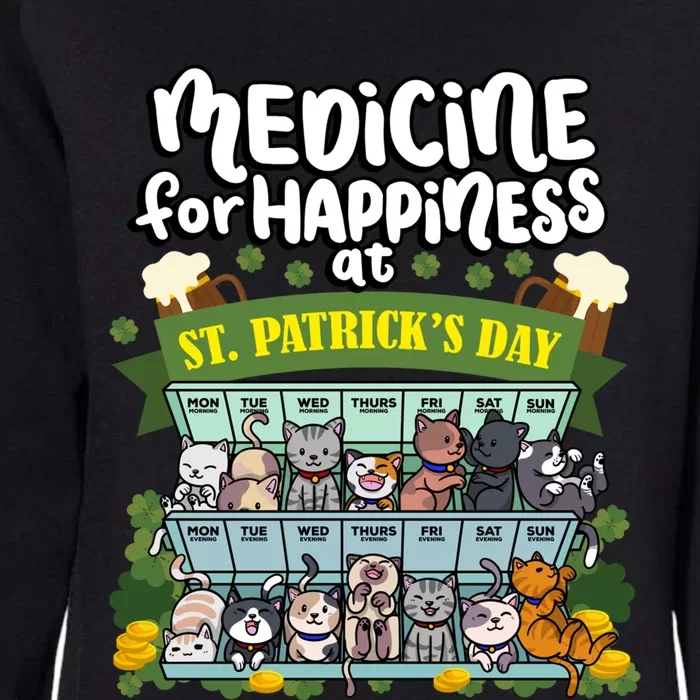 Medicine For Happiness At St Patrick's Day Clowder Of Cats Cool Gift Womens California Wash Sweatshirt