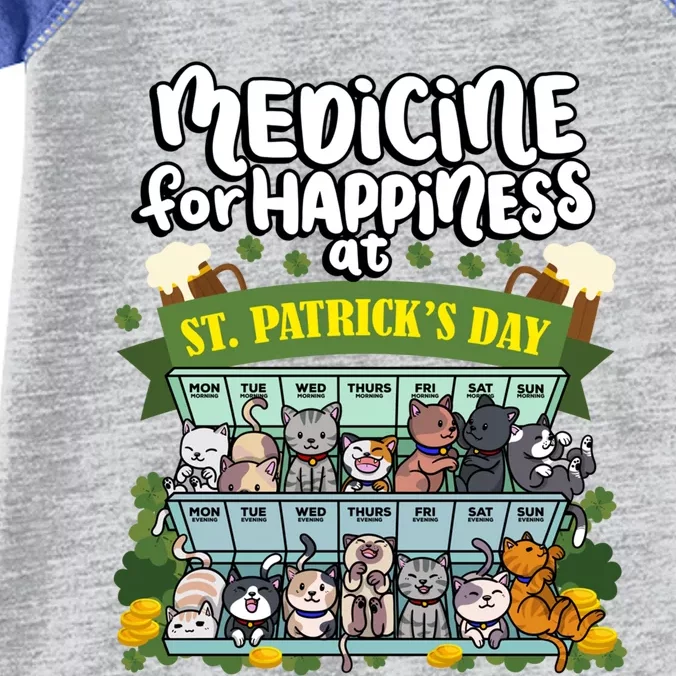 Medicine For Happiness At St Patrick's Day Clowder Of Cats Cool Gift Infant Baby Jersey Bodysuit