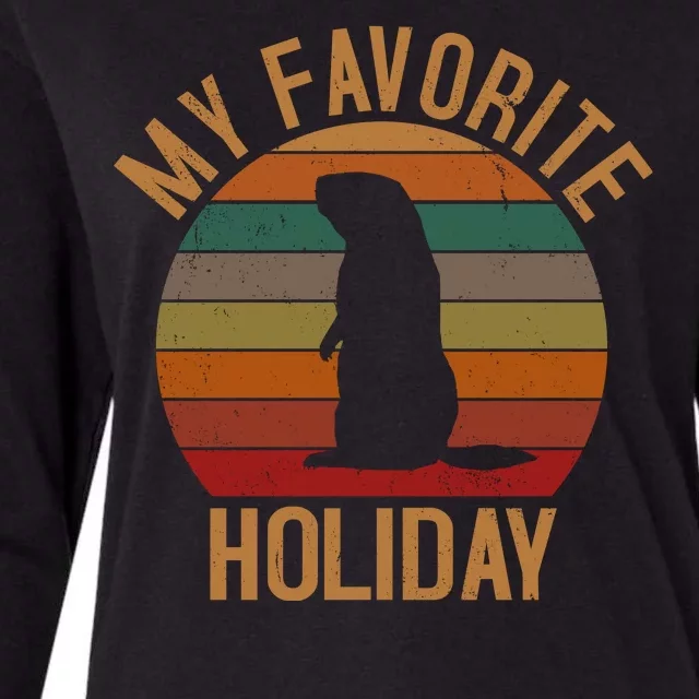 My Favorite Holiday Groundhog Day Womens Cotton Relaxed Long Sleeve T-Shirt