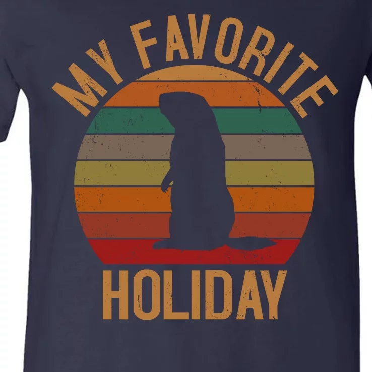 My Favorite Holiday Groundhog Day V-Neck T-Shirt