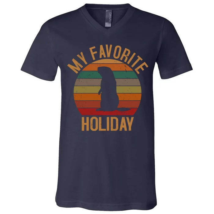 My Favorite Holiday Groundhog Day V-Neck T-Shirt