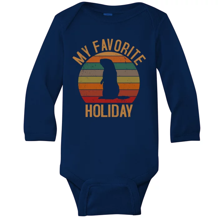 My Favorite Holiday Groundhog Day Baby Long Sleeve Bodysuit