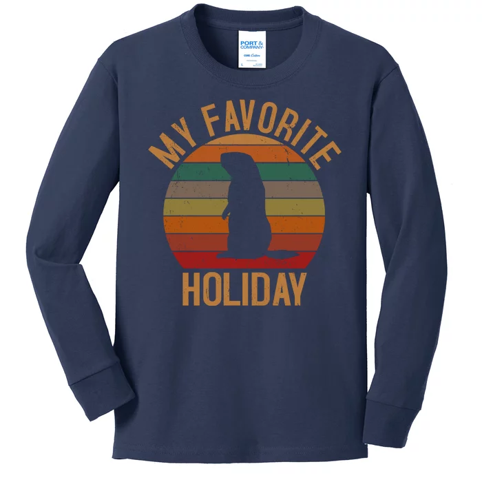 My Favorite Holiday Groundhog Day Kids Long Sleeve Shirt