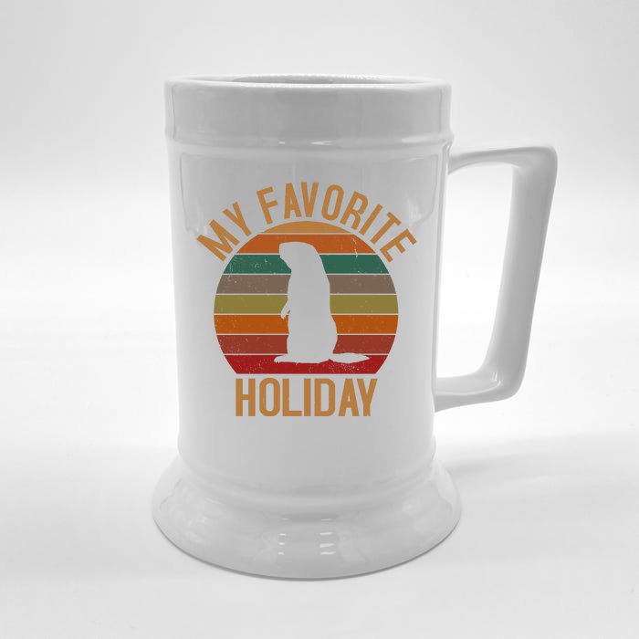 My Favorite Holiday Groundhog Day Front & Back Beer Stein