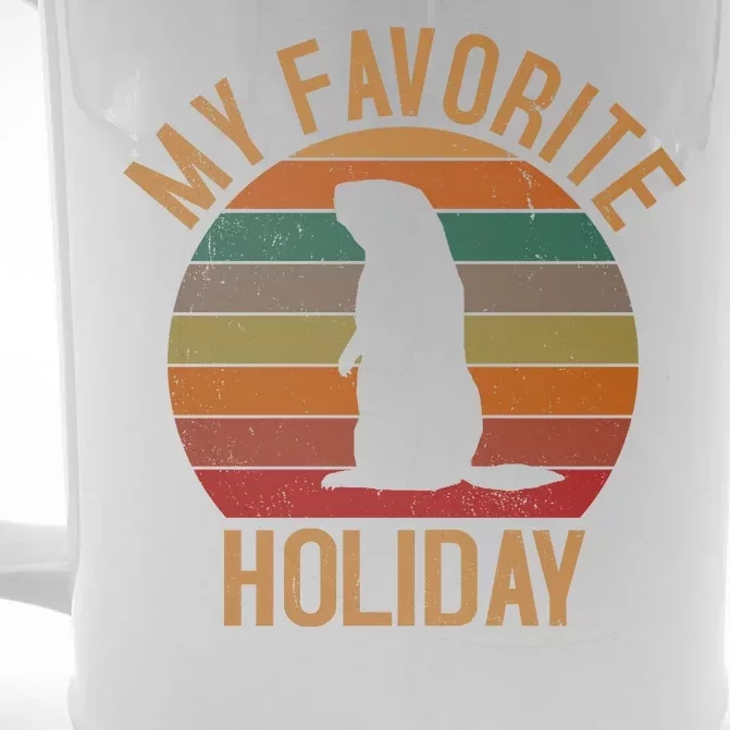 My Favorite Holiday Groundhog Day Front & Back Beer Stein