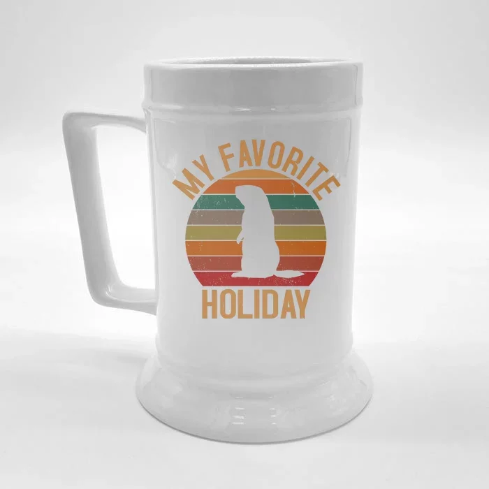 My Favorite Holiday Groundhog Day Front & Back Beer Stein