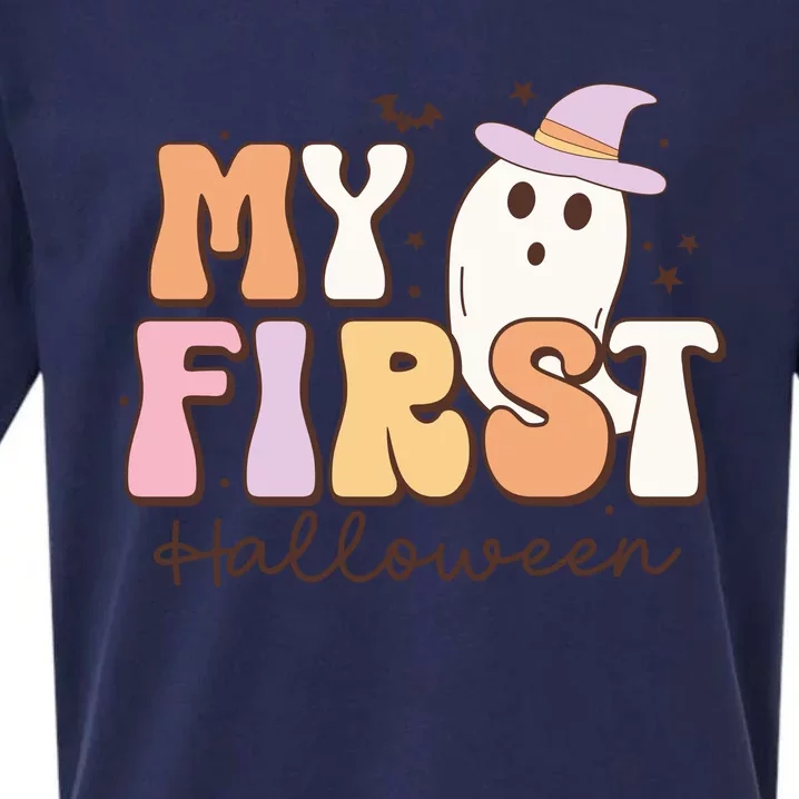 My First Halloween Retro Cute Ghost Funny Gift Sueded Cloud Jersey T-Shirt