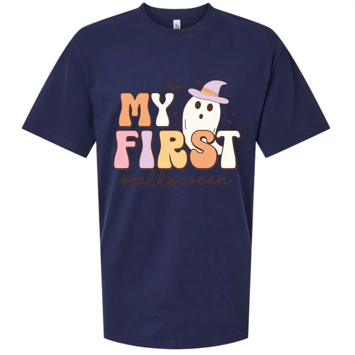 My First Halloween Retro Cute Ghost Funny Gift Sueded Cloud Jersey T-Shirt