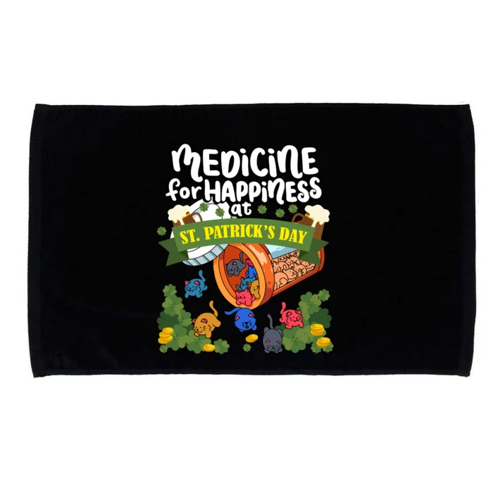 Medicine For Happiness At St Patrick's Day Clowder Of Cats Gift Microfiber Hand Towel