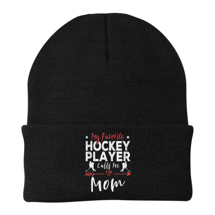 My Favorite Hockey Player Calls Me Mom Hockey Knit Cap Winter Beanie