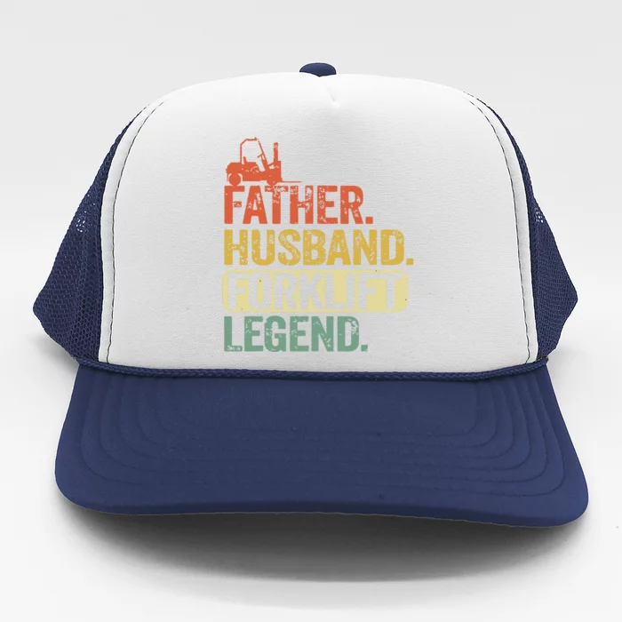 Men Father Husband Forklift Legend Funny Forklift Operator Trucker Hat