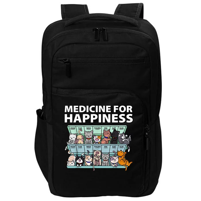 Medicine For Happiness Funny Cat Lover Impact Tech Backpack