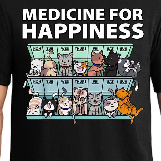 Medicine For Happiness Funny Cat Lover Pajama Set