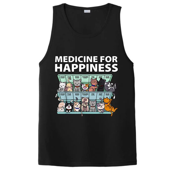 Medicine For Happiness Funny Cat Lover Performance Tank