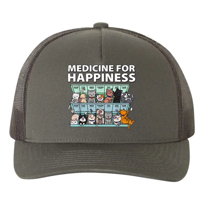 Medicine For Happiness Funny Cat Lover Yupoong Adult 5-Panel Trucker Hat