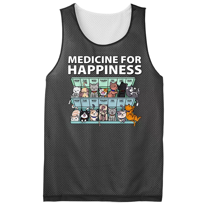 Medicine For Happiness Funny Cat Lover Mesh Reversible Basketball Jersey Tank