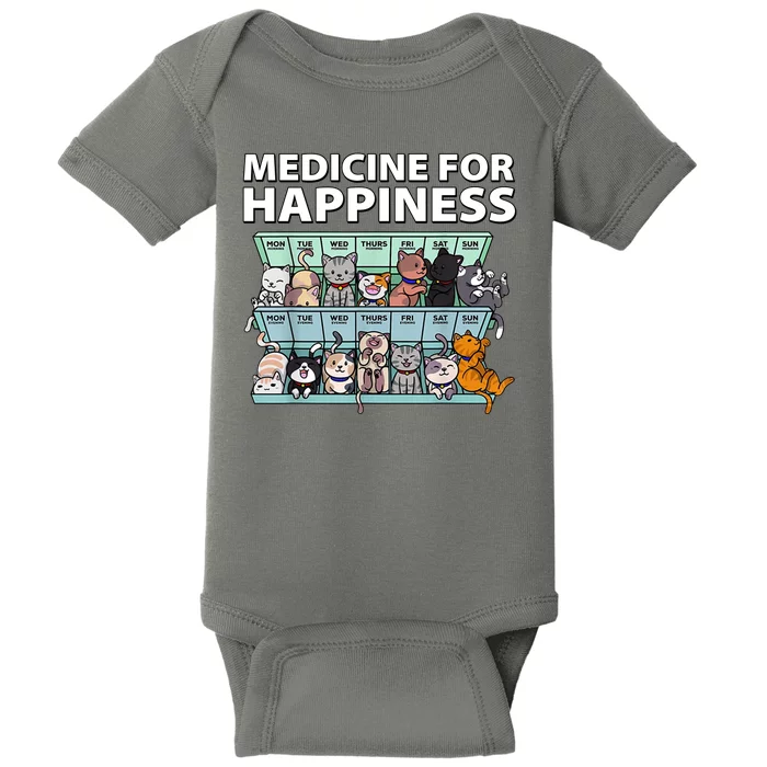 Medicine For Happiness Funny Cat Lover Baby Bodysuit