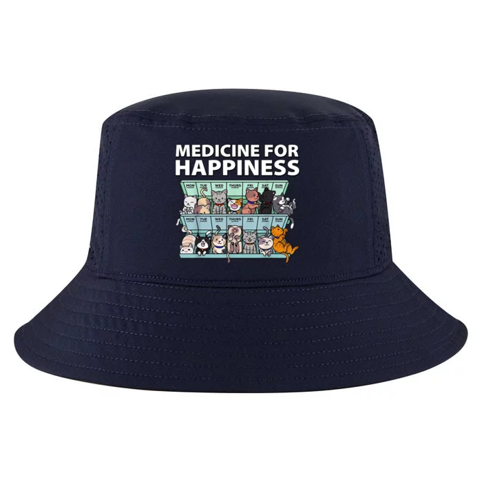 Medicine For Happiness Funny Cat Lover Cool Comfort Performance Bucket Hat