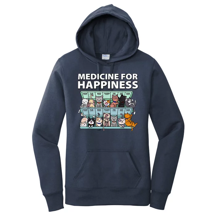 Medicine For Happiness Funny Cat Lover Women's Pullover Hoodie