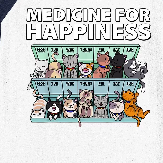 Medicine For Happiness Funny Cat Lover Baseball Sleeve Shirt