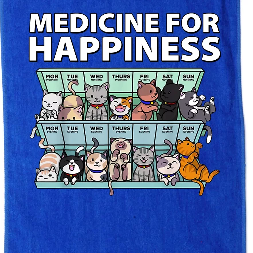 Medicine For Happiness Funny Cat Lover Platinum Collection Golf Towel