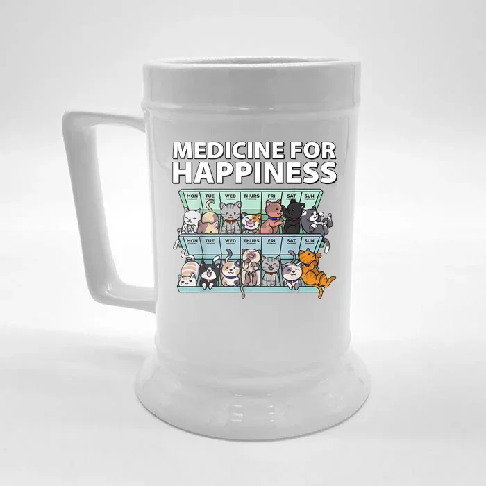 Medicine For Happiness Funny Cat Lover Front & Back Beer Stein