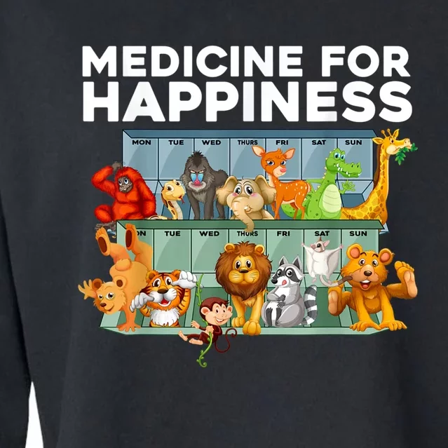 Medicine For Happiness Wildlife Animal Rescue Zoo Animal Cropped Pullover Crew