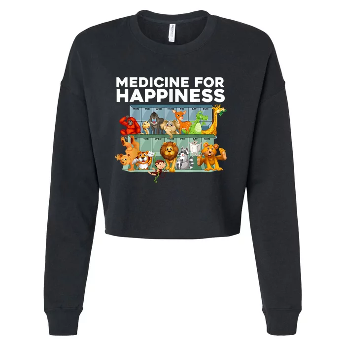 Medicine For Happiness Wildlife Animal Rescue Zoo Animal Cropped Pullover Crew