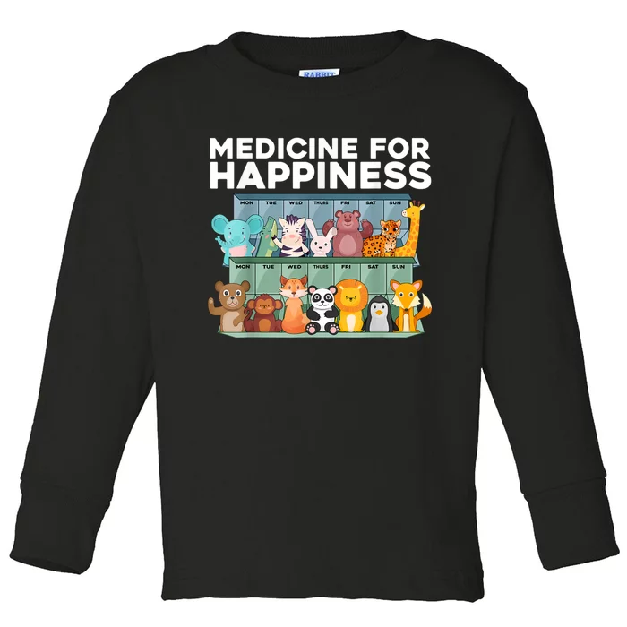 Medicine For Happiness Wildlife Animal Rescue Zoo Animals Toddler Long Sleeve Shirt