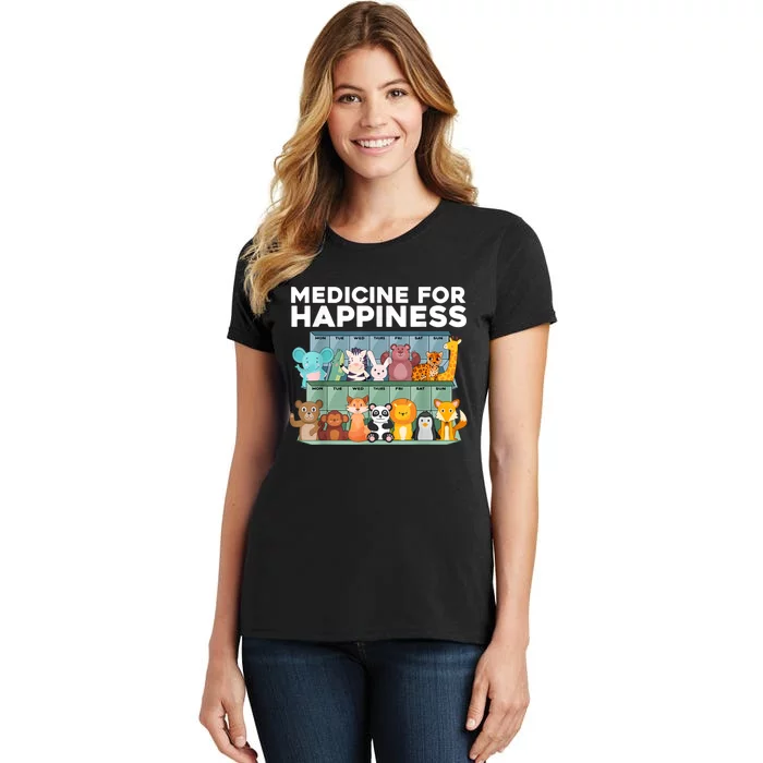 Medicine For Happiness Wildlife Animal Rescue Zoo Animals Women's T-Shirt