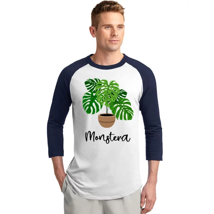 Monstera Flora Houseplant Gardener Plant Lover Baseball Sleeve Shirt