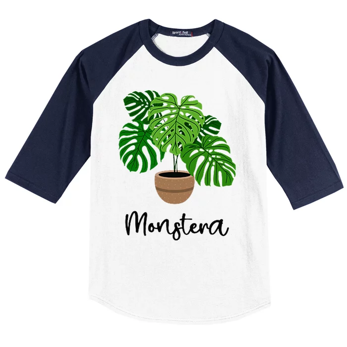 Monstera Flora Houseplant Gardener Plant Lover Baseball Sleeve Shirt