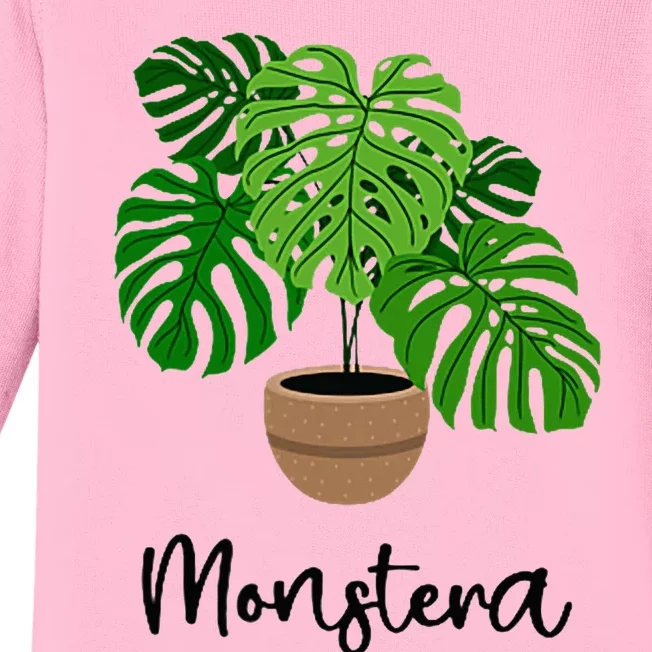 Monstera Flora Houseplant Gardener Plant Lover Baby Long Sleeve Bodysuit