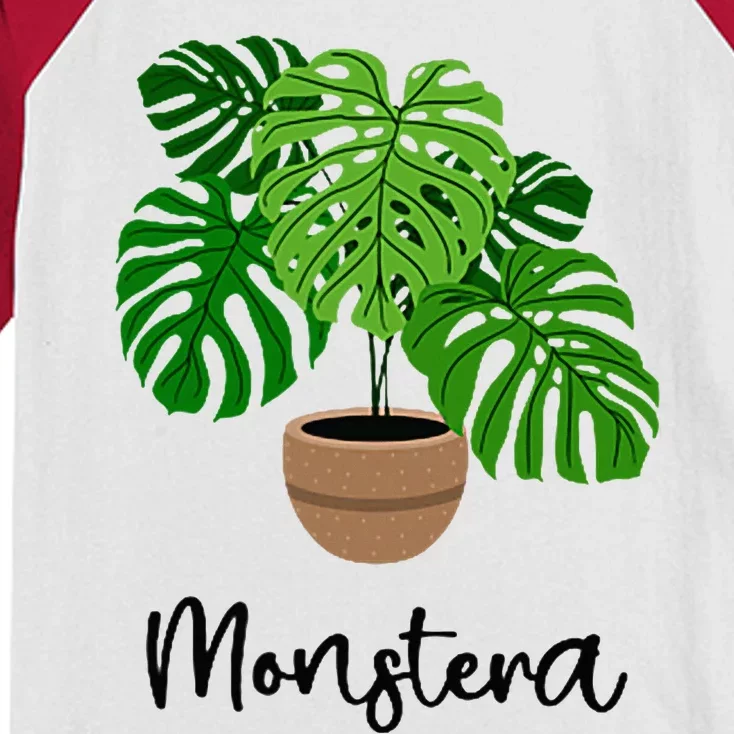 Monstera Flora Houseplant Gardener Plant Lover Kids Colorblock Raglan Jersey